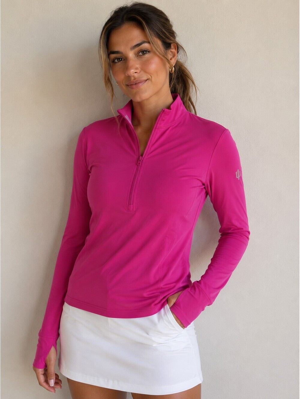 Greyson Women's Quarter Zip Pullover Pink Long Sleeve Top M